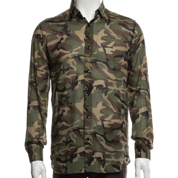 Saint Laurent 2015 camo button shirt